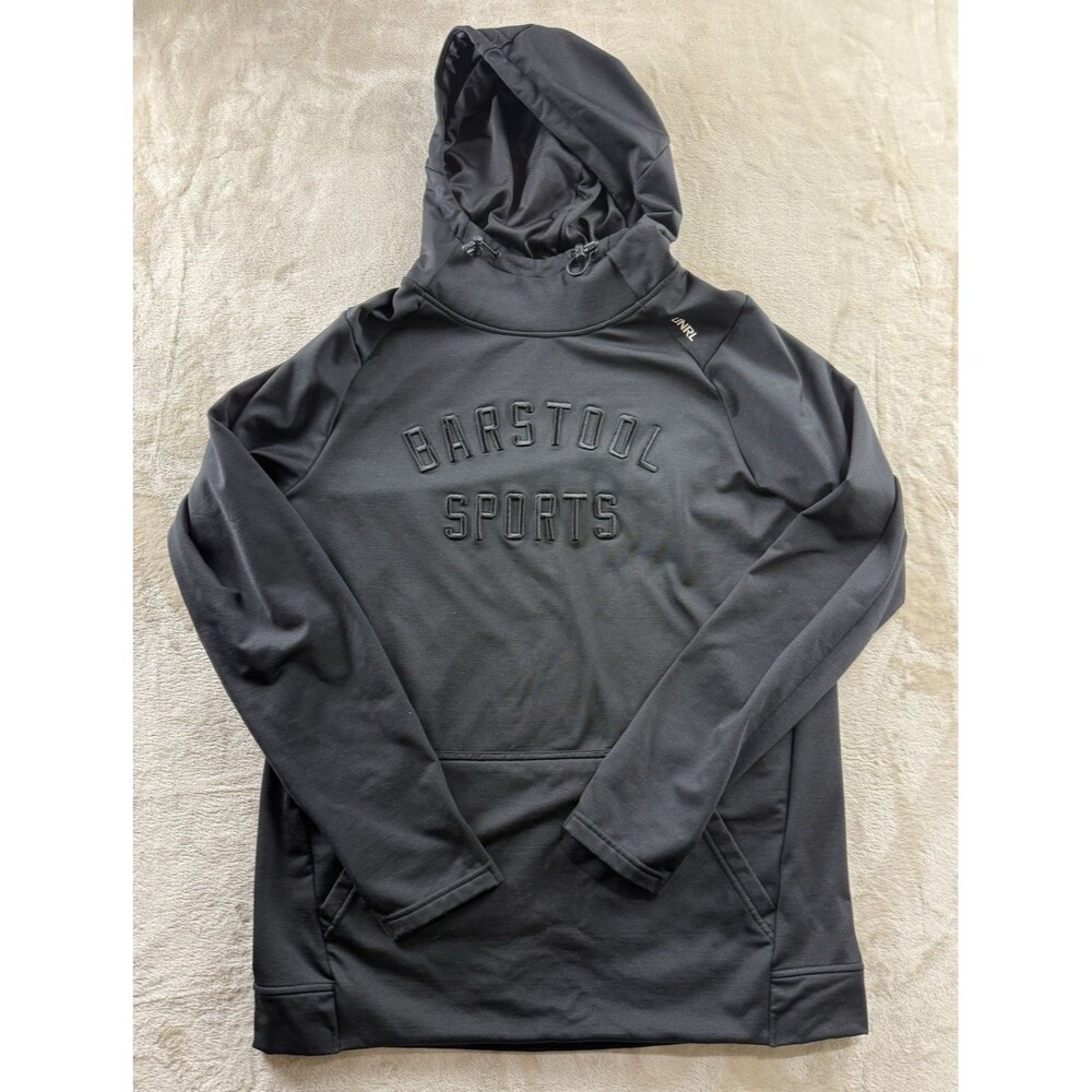 UNRL Hoodie Men's Black Medium Fleece Pullover Barstool Sports Logo Kangaroo